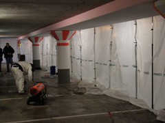 Curtain-Wall® provided a quick and reliable system needed to isolate this parking garage during renovation.